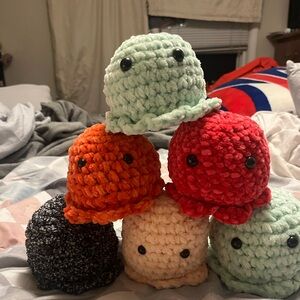 Colorful Crocheted Octopus Plush Set